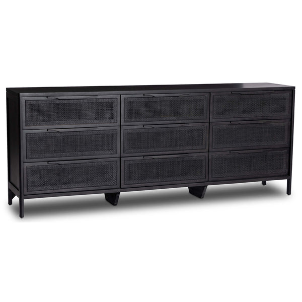 home fashion Sydney 9 Drawer Dresser Black Wash w/Black Cane by Four Hands
