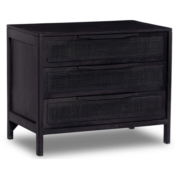 home fashion Sydney Large Nightstand Black Wash w/Black Cane by Four Hands
