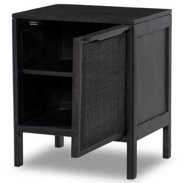 Home Fashion Sydney Right Nightstand Black Wash W/Black Cane By Four Hands
