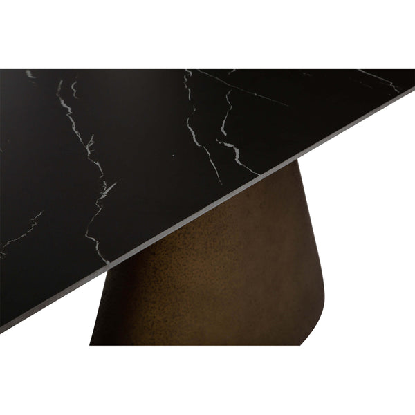 Home Fashion Taji Rectangular Dining Table Black/Gold Beaten Metal Base