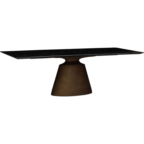 home fashion Taji Rectangular Dining Table Black/Gold Beaten Metal Base