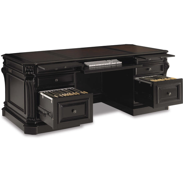 Home Fashion Telluride Executive Desk W/Leather Panels Black