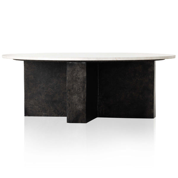 home fashion Terrell Round Coffee Table White Marble by Four Hands