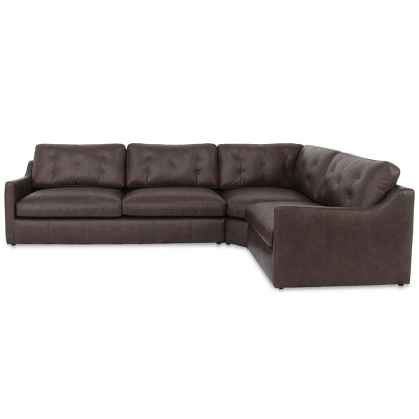 Home Fashion Thurlow 3 Piece Right Modular Leather Sectional Espresso Brown