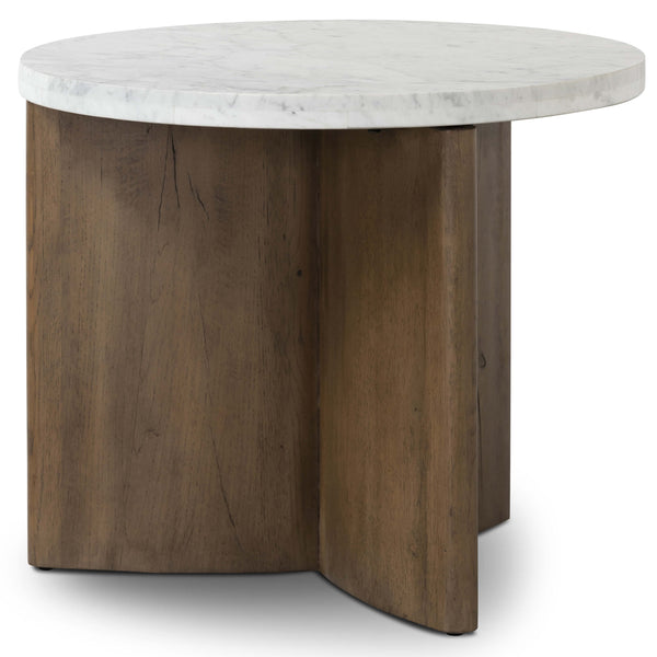 Home Fashion Toli End Table White Marble/Rustic Fawn By Four Hands