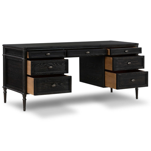 Home Fashion Toulouse Executive Desk Distresssed Black By Four Hands