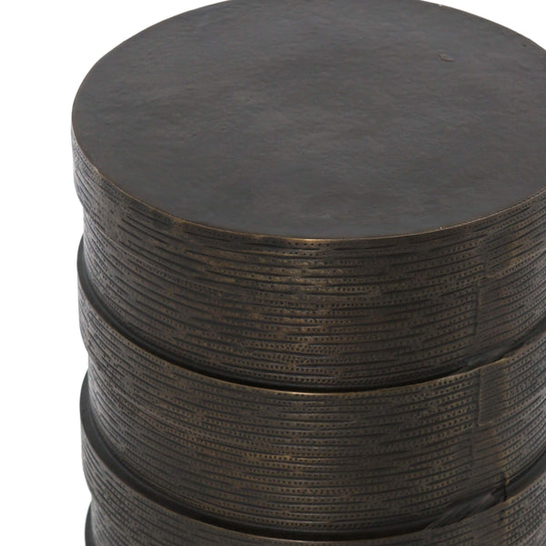 Home Fashion Trello Drum End Table Textured Brass By Four Hands