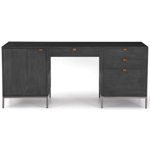 Home Fashion Trey Executive Desk Black Wash By Four Hands