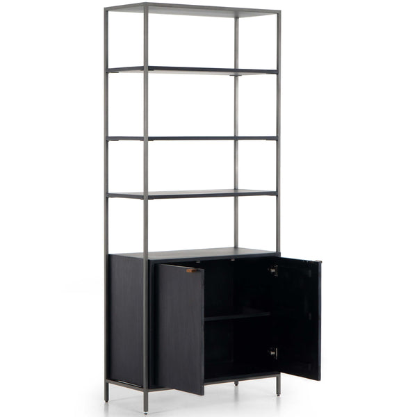 Home Fashion Trey Modular Wide Bookcase Black Wash By Four Hands