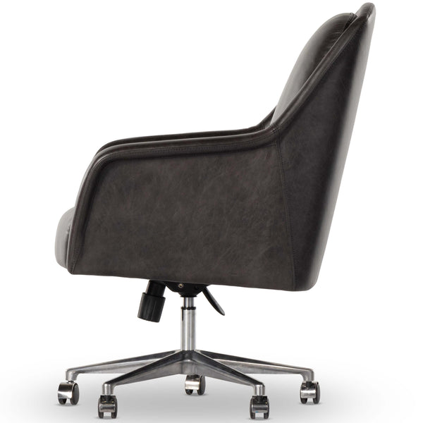 Home Fashion Verne Leather Desk Chair Sonoma Black By Four Hands