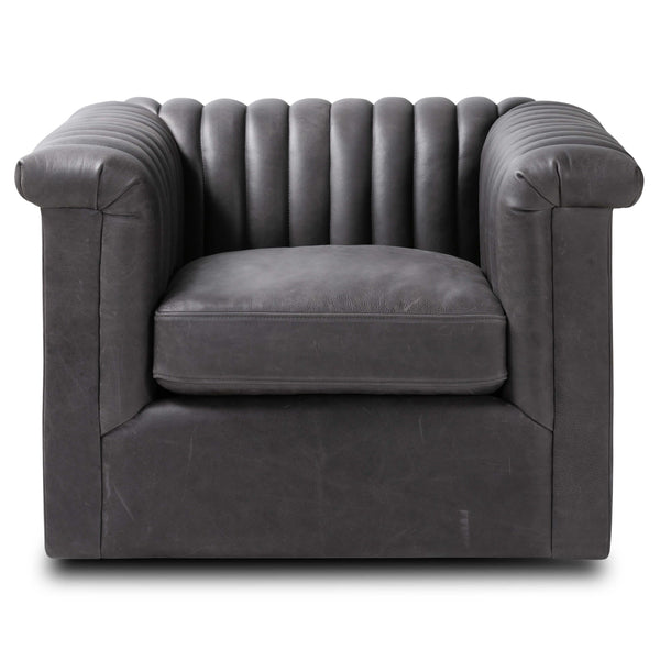 Home Fashion Watson Leather Swivel Chair Palermo Black By Four Hands