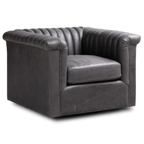 home fashion Watson Leather Swivel Chair Palermo Black by Four Hands