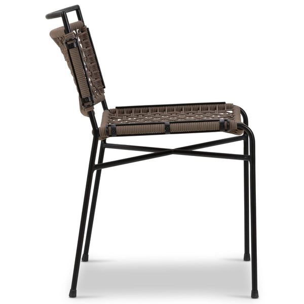 Home Fashion Wharton Outdoor Dining Chair Earth Rope/Satin Black Set Of 2 By Four Hands