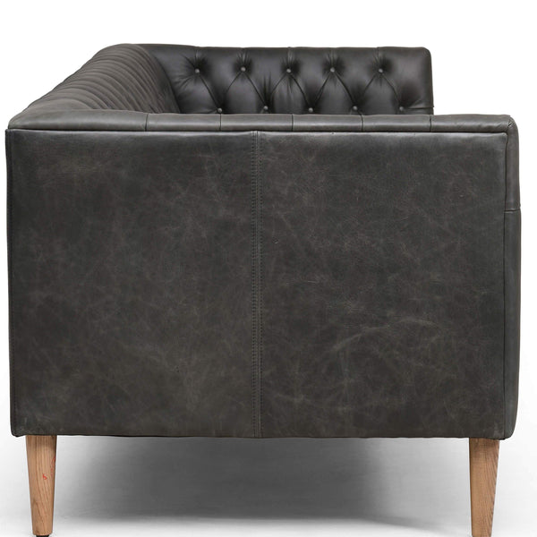 Home Fashion Williams Leather 90" Sofa Washed Ebony By Four Hands