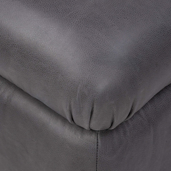 Home Fashion Yani Leather Ottoman Palermo Black By Four Hands