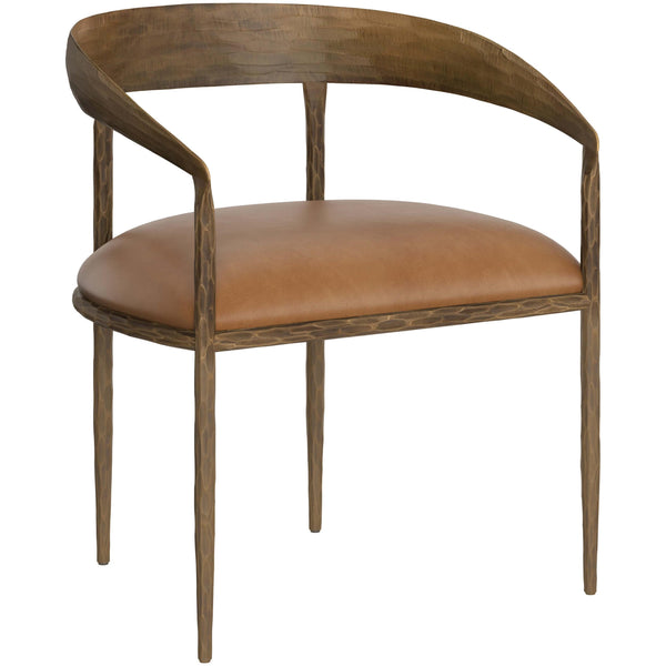 home fashion Zanatta Leather Dining Chair Tan Set of 2