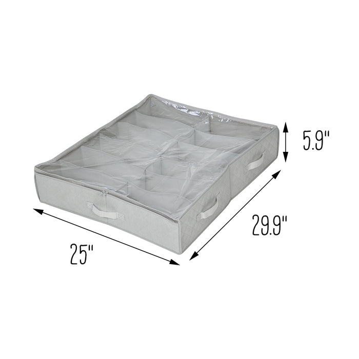 Honey Can Do 2-Pack Under Bed Shoe Storage Organizer Bag Container With Window & Handle Grey