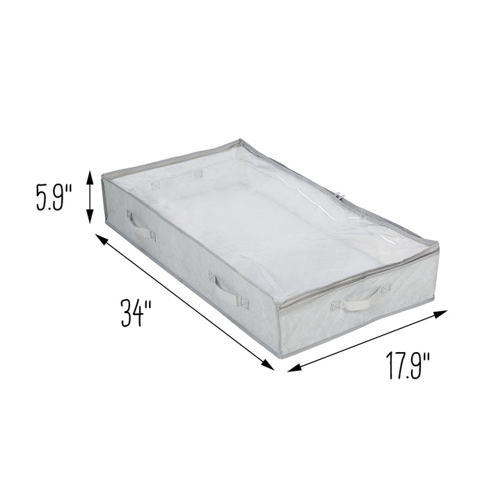 Honey Can Do 3-Pack Under Bed Fabric Storage Container Bags With Window & Handles Grey