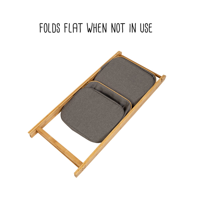 Honey Can Do Bamboo/Gray Canvas 2-Tier Storage Caddy