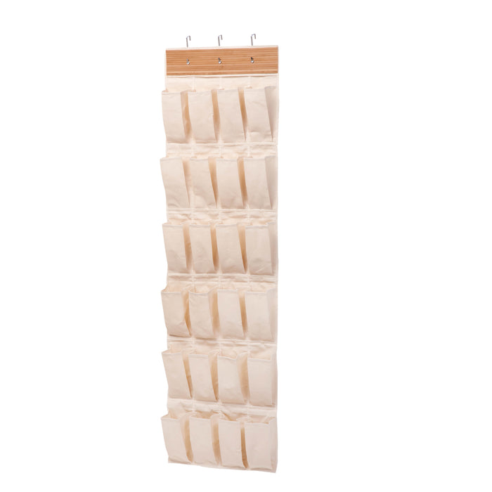 Honey Can Do Bamboo/Natural 24-Pocket Over-The-Door Hanging Shoe Organizer