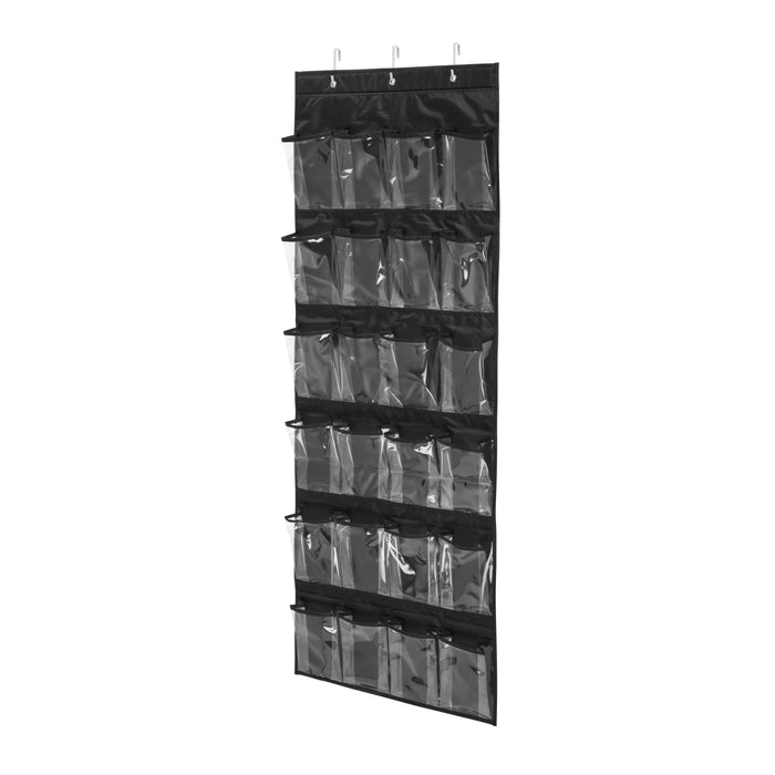Honey Can Do Black 24-Pocket Over-The-Door Hanging Shoe Organizer