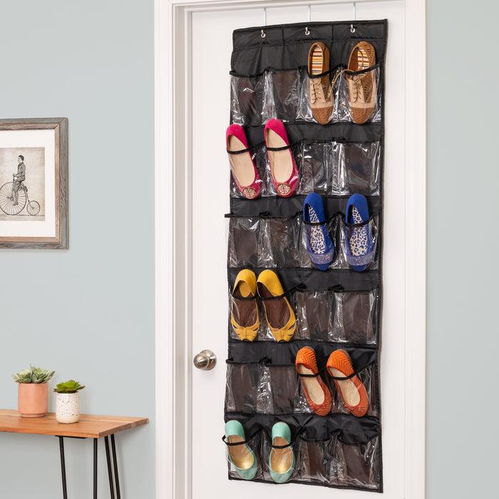 Honey Can Do Black 24-Pocket Over-The-Door Hanging Shoe Organizer