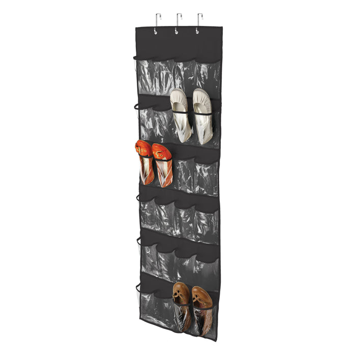 honey can do Black 24-Pocket Over-The-Door Hanging Shoe Organizer