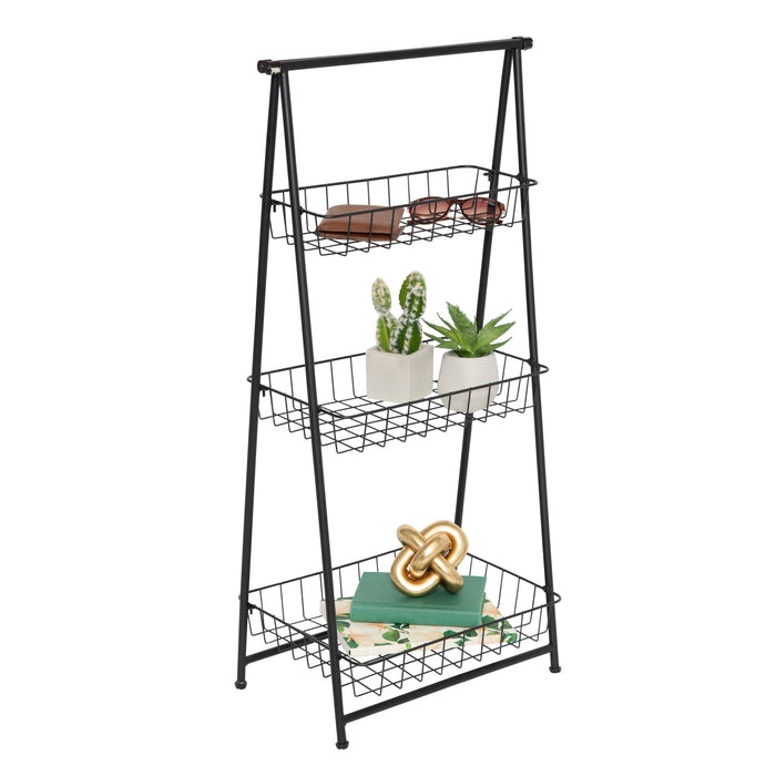 honey can do Black 3-Tier Folding A-Frame Storage Caddy