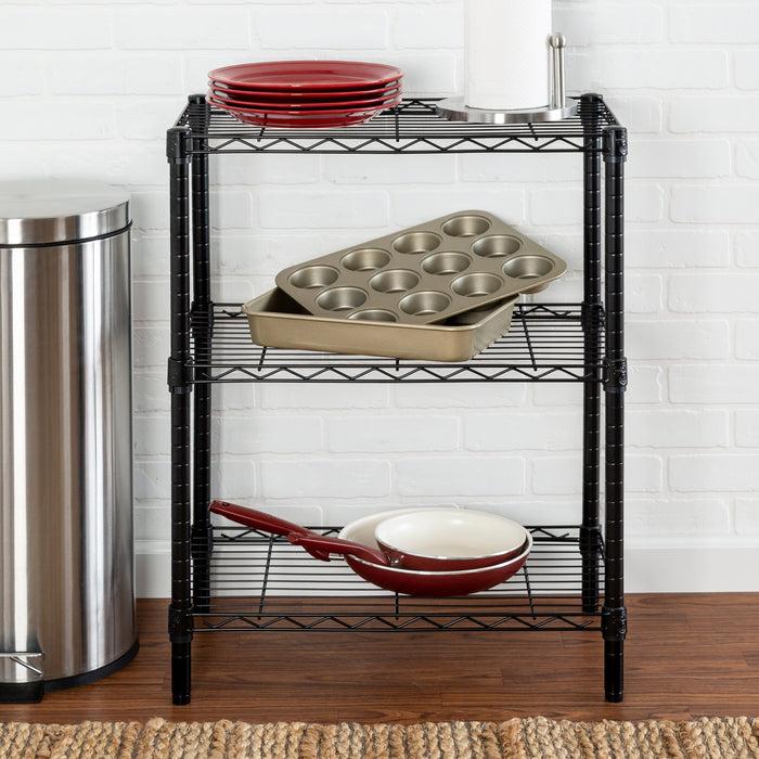 Honey Can Do Black 3-Tier Heavy-Duty Adjustable Shelving Unit