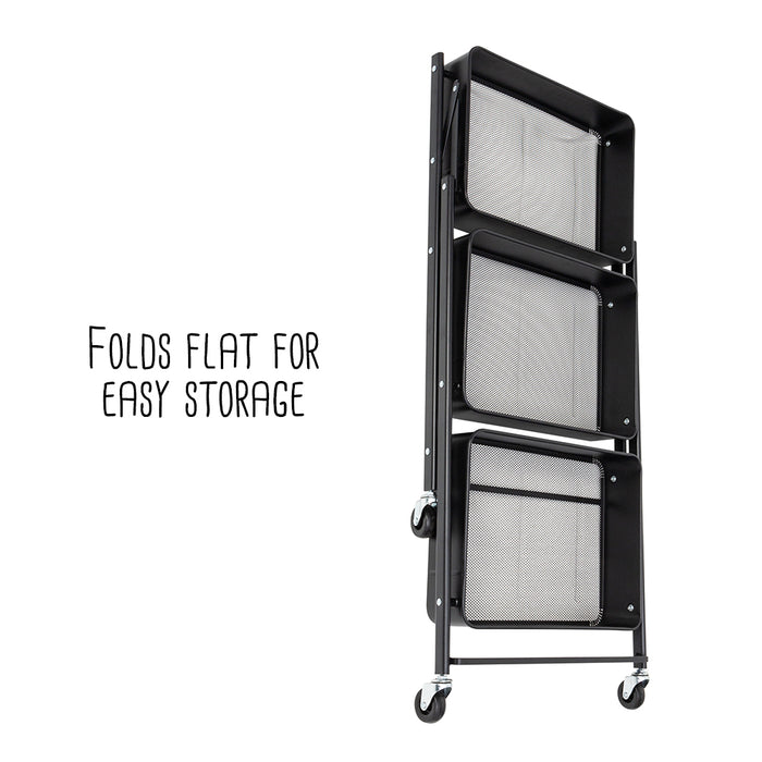 Honey Can Do Black 3-Tier Metal Folding Utility Cart