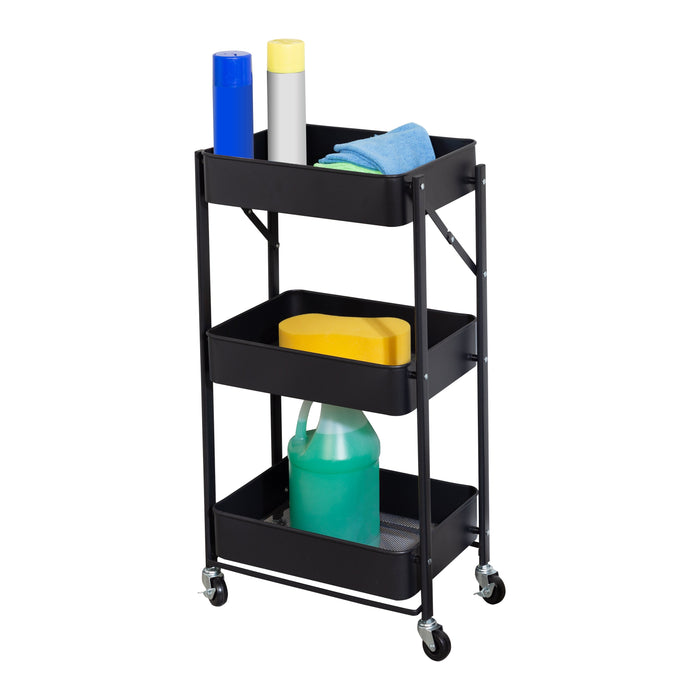 honey can do Black 3-Tier Metal Folding Utility Cart