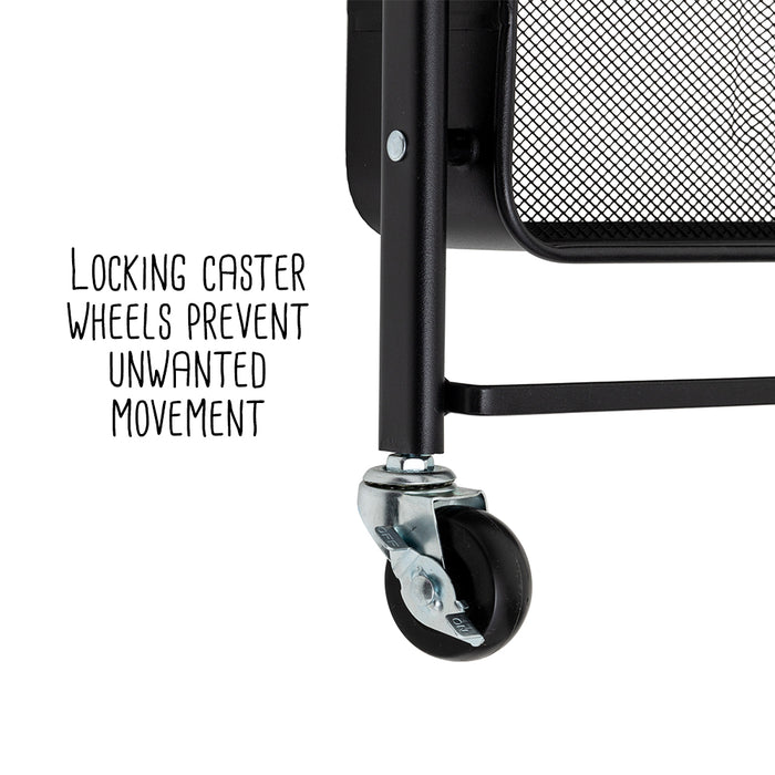 Honey Can Do Black 3-Tier Metal Folding Utility Cart