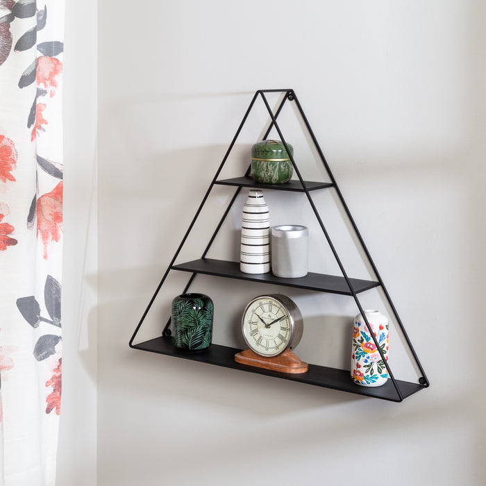 Honey Can Do Black 3-Tier Triangle Decorative Metal Wall Shelf