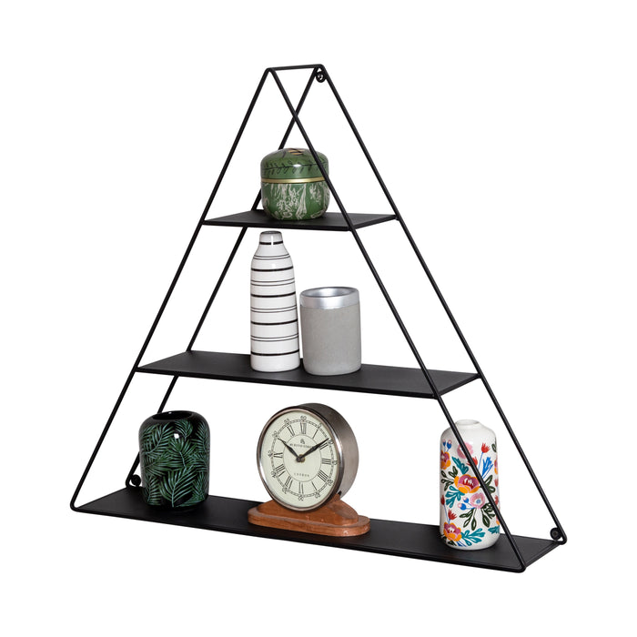 honey can do Black 3-Tier Triangle Decorative Metal Wall Shelf