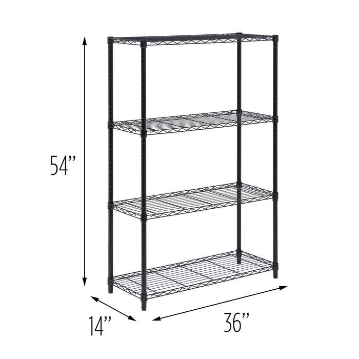 Honey Can Do Black 4-Tier Heavy-Duty Shelving Unit With 250-lb Shelf Capacity