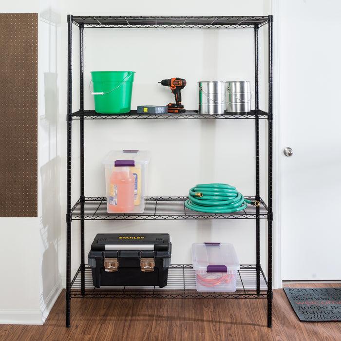 Honey Can Do Black 4-Tier Heavy-Duty Shelving With 350-lb Shelf Weight Capacity