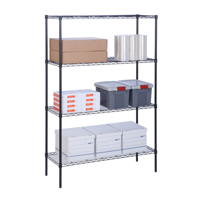 honey can do Black 4-Tier Heavy-Duty Shelving with 350-lb Shelf Weight Capacity