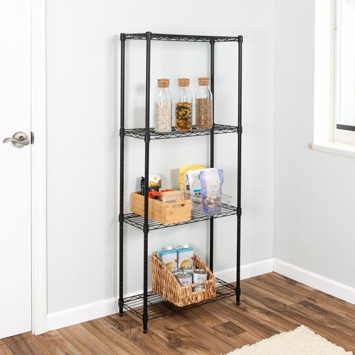 Honey Can Do Black 4-Tier Slim Profile Shelving Unit