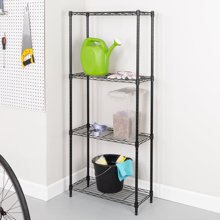 Honey Can Do Black 4-Tier Slim Profile Shelving Unit