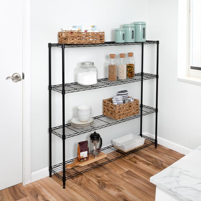 Honey Can Do Black 4-Tier Slim Profile Wide Shelving Unit