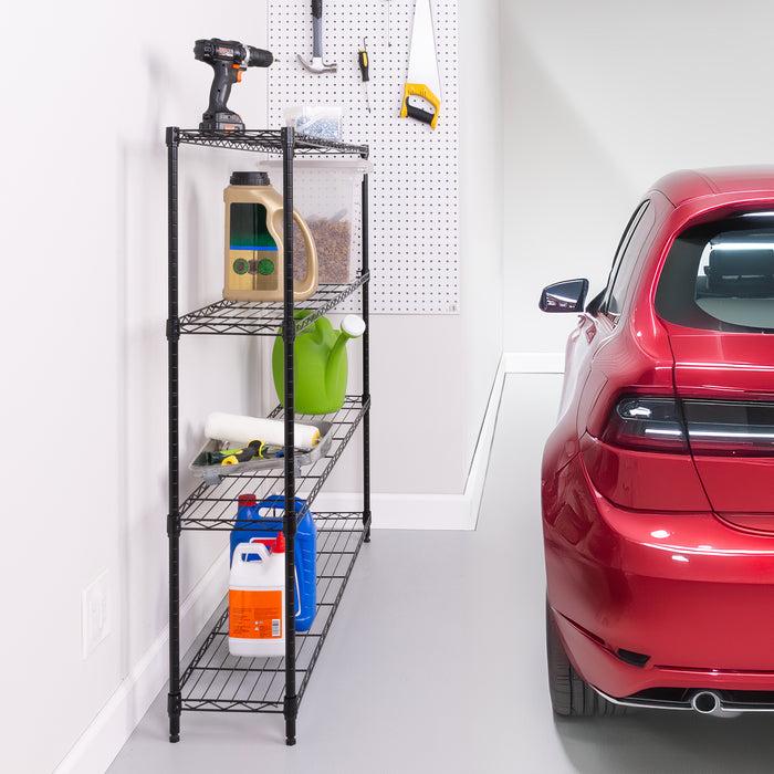 Honey Can Do Black 4-Tier Slim Profile Wide Shelving Unit