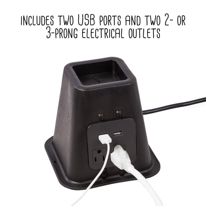Honey Can Do Black 5.5" Bed Risers With Power Outlets & USB Ports (Set Of 4)