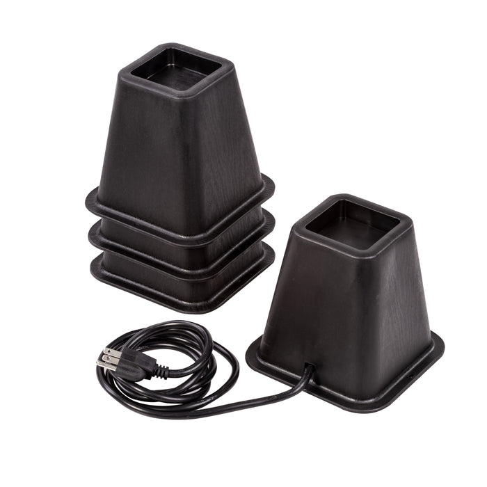 honey can do Black 5.5" Bed Risers with Power Outlets & USB Ports (Set of 4)