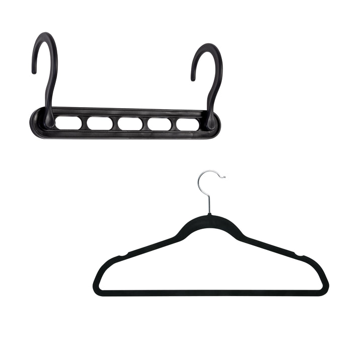honey can do Black 5 Collapsible Hangers and 50 Velvet Hangers (55-Piece Set)