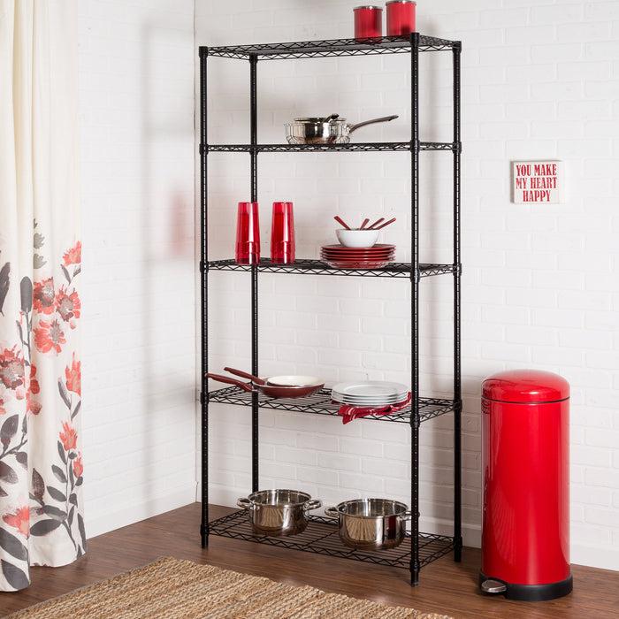 Honey Can Do Black 5-Tier Adjustable Shelving Unit With 200-lb Shelf Capacity
