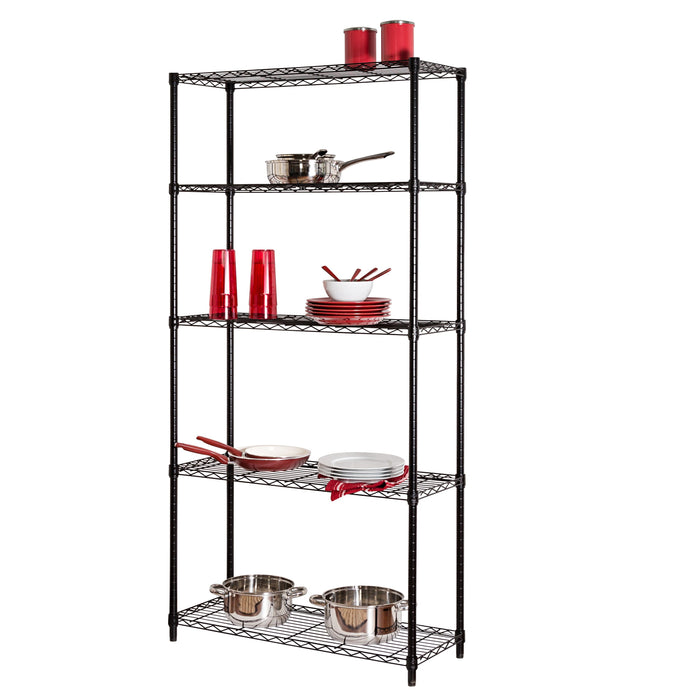 honey can do Black 5-Tier Adjustable Shelving Unit with 200-lb Shelf Capacity