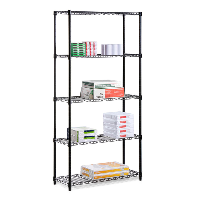 Honey Can Do Black 5-Tier Adjustable Shelving Unit With 350-lb Shelf Capacity