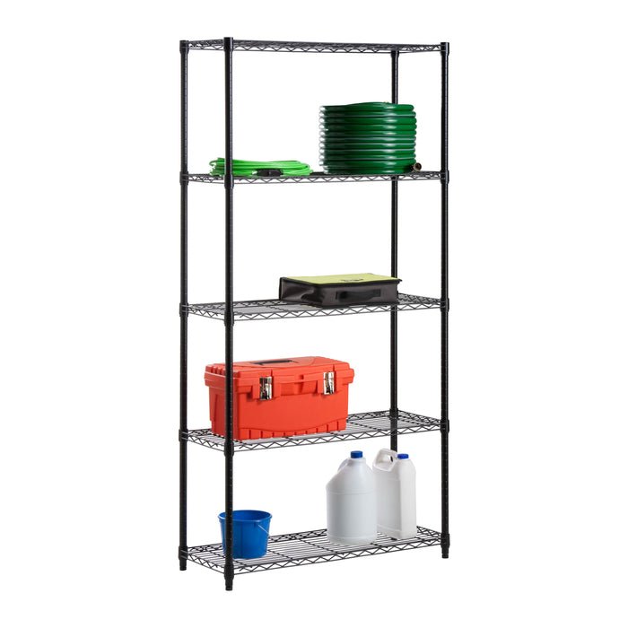 honey can do Black 5-Tier Adjustable Shelving Unit with 350-lb Shelf Capacity