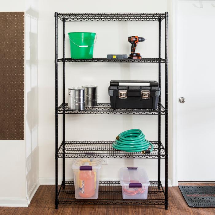 Honey Can Do Black 5-Tier Adjustable Shelving Unit With 800-lb Shelf Capacity