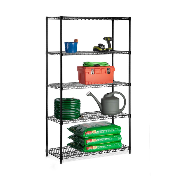 honey can do Black 5-Tier Adjustable Shelving Unit with 800-lb Shelf Capacity